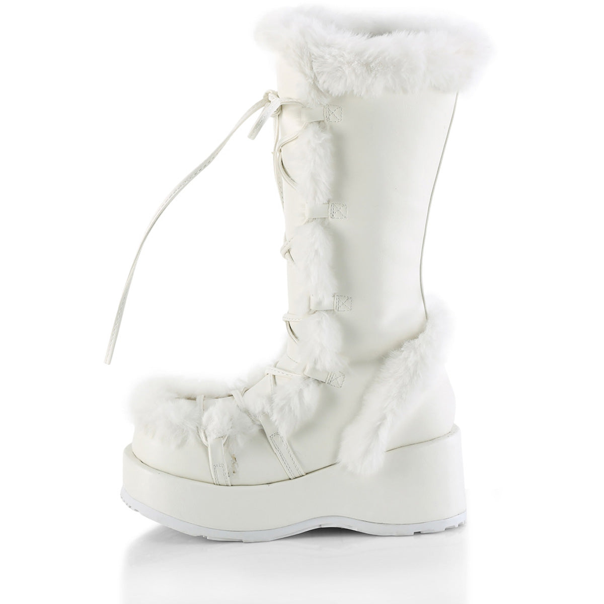 2 3/4" Platform Lace-Up Mid-Calf Boot, Side Zip Pleaser Demonia CUBBY/311