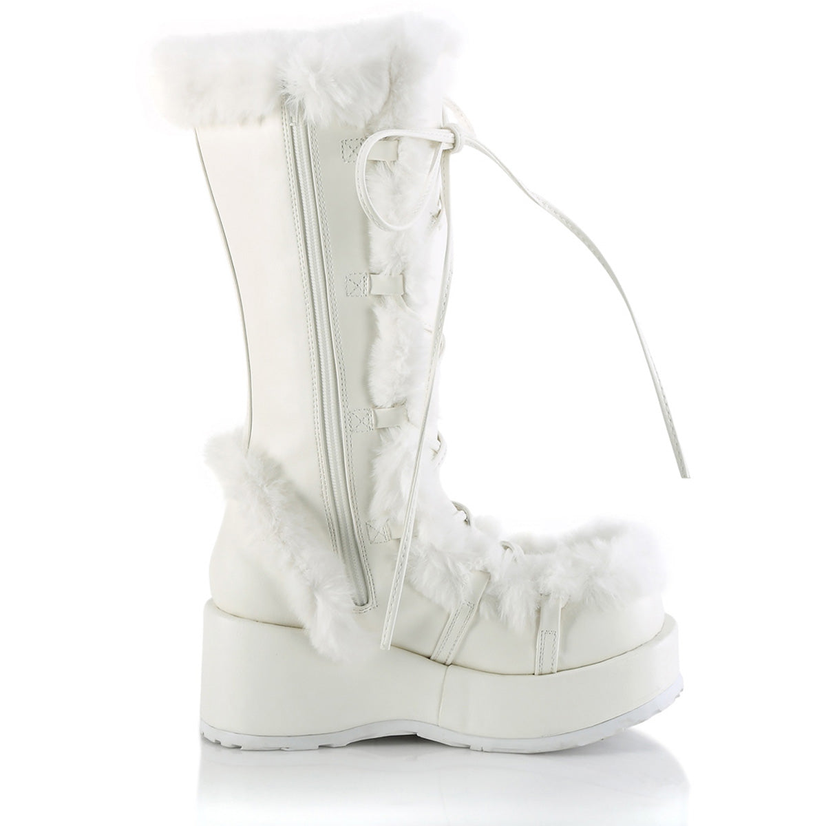 2 3/4" Platform Lace-Up Mid-Calf Boot, Side Zip Pleaser Demonia CUBBY/311