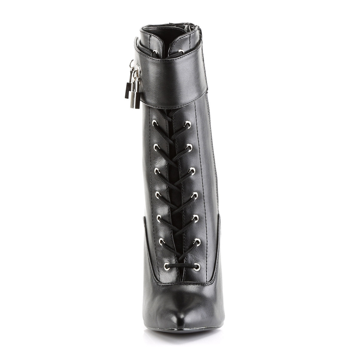 Pleaser Dagger-1023 Sexy Pointed Toe Ankle Boots with Brass Heel and Padlocks Secondary image