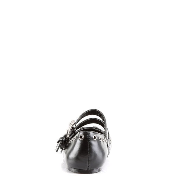 Spooky Skull Buckle Double Strap Mary Jane Eyelet Ballet Flats Shoes Pleaser Demonia DAISY/03
