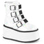 3 1/2" Pf Ankle Bootw/ 4 Buckle Straps, Back Metalzip Pleaser Demonia DAM105/WHG