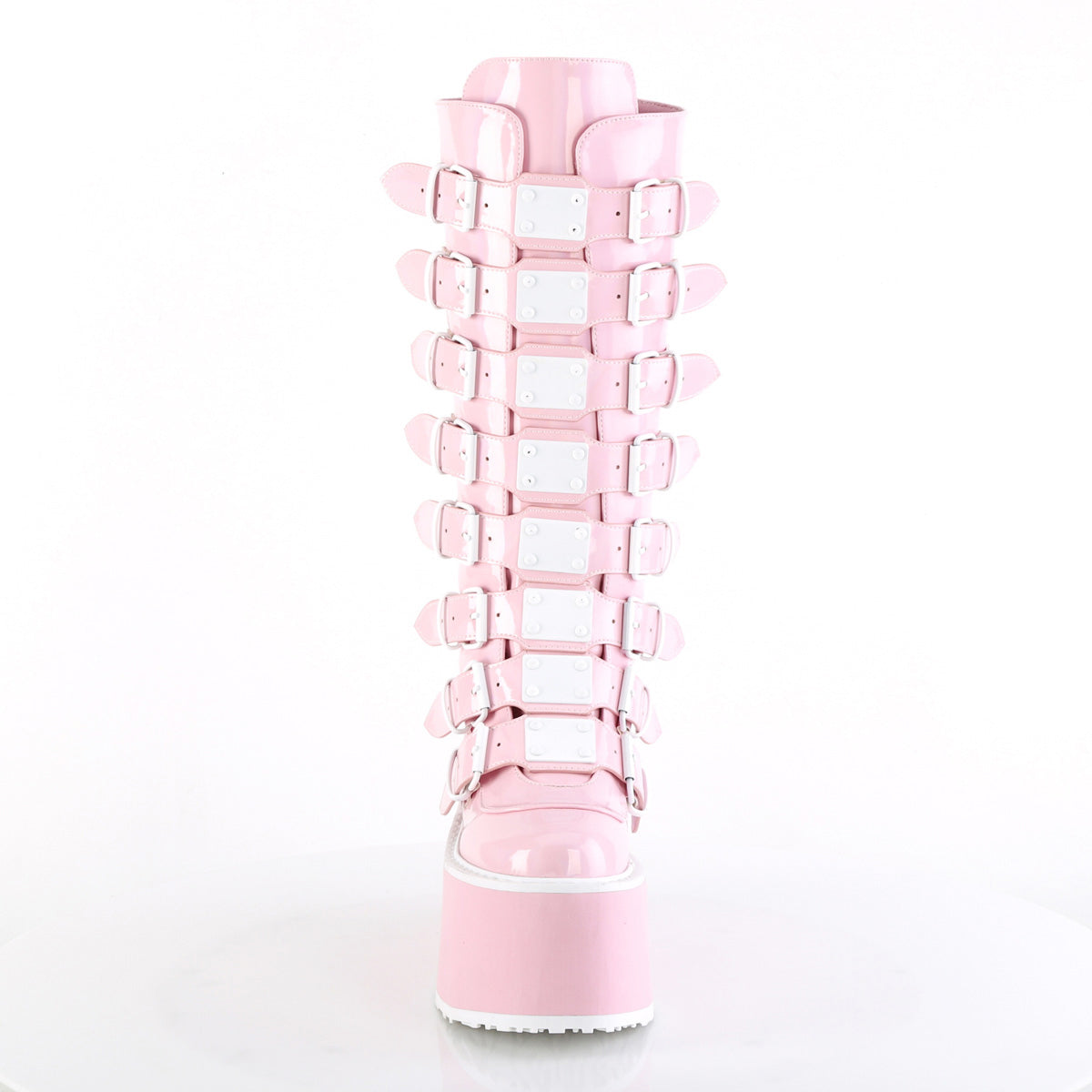 Demonia 3 1/2" Pf Kneehigh Bootw/8 Bucklestraps, Back Metal Zip DAM318/BPHG Secondary image