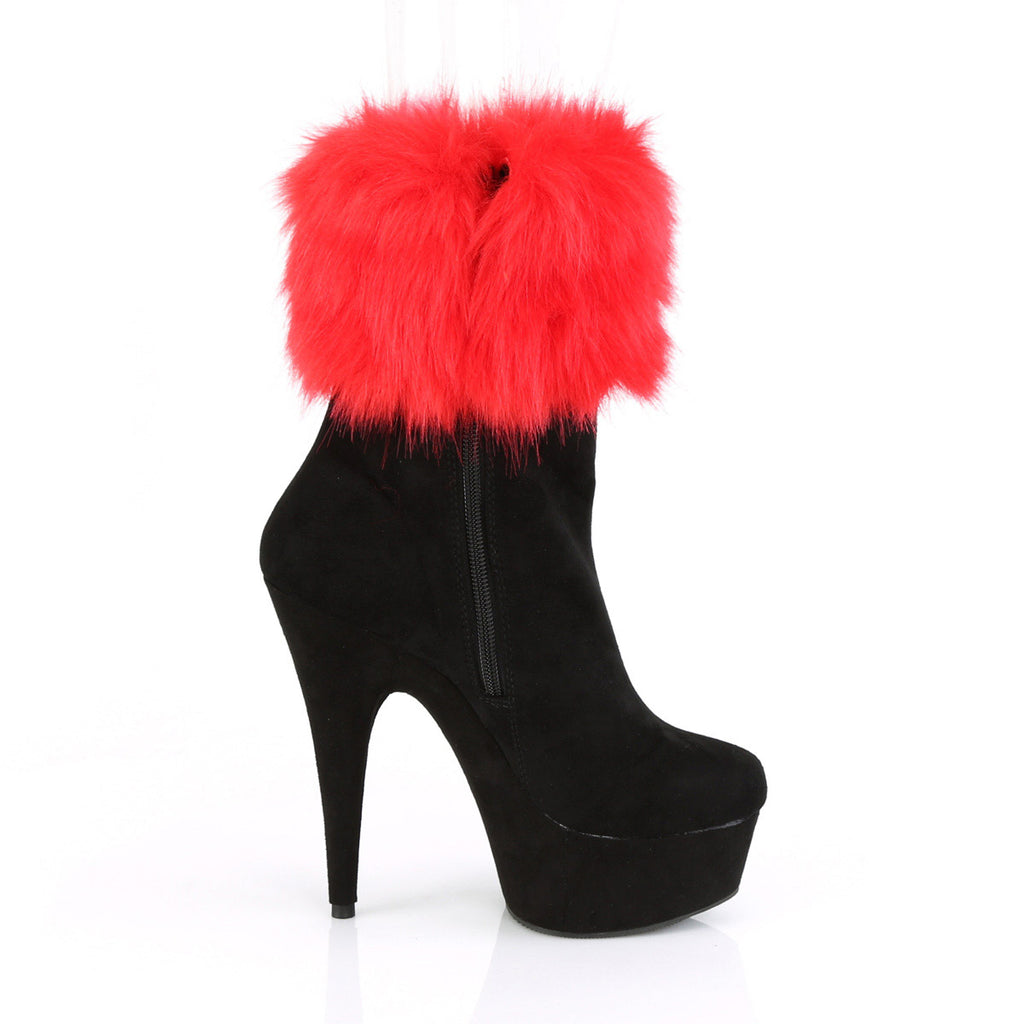 6" Heel, 1 3/4" Pf Ankle Bootie W/fur Cuff, Inside Zip Pleaser Pleaser DELIGHT/1000