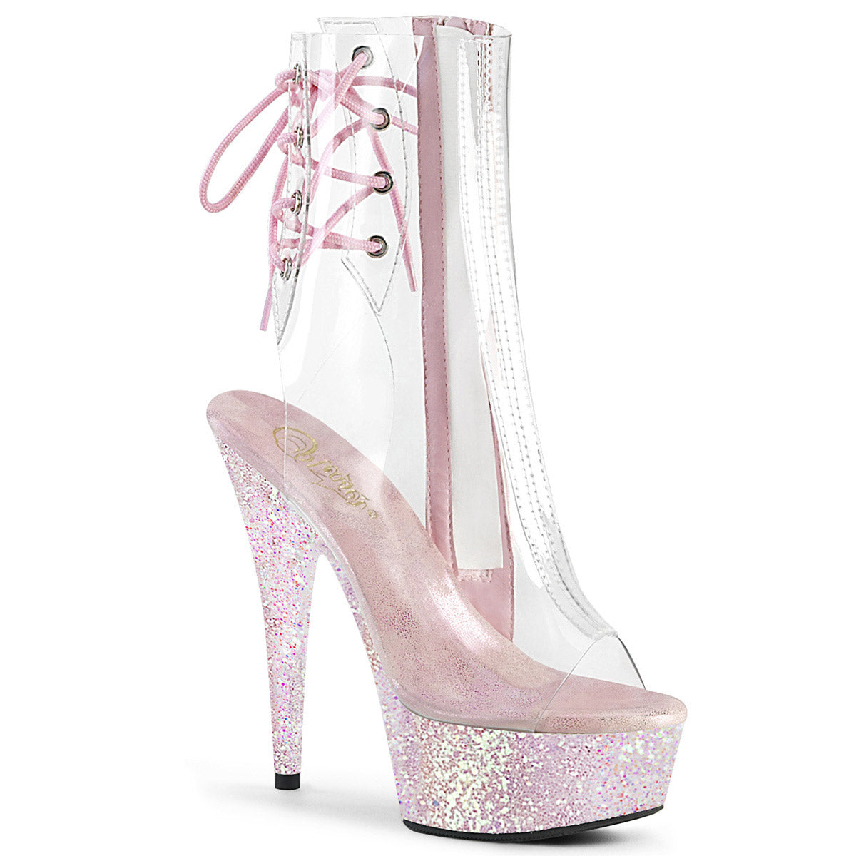 6" Heel, 1 3/4" Pf Open Toe/heel Ankle Boot, Side Zip Pleaser Pleaser DELIGHT/1018C Main image