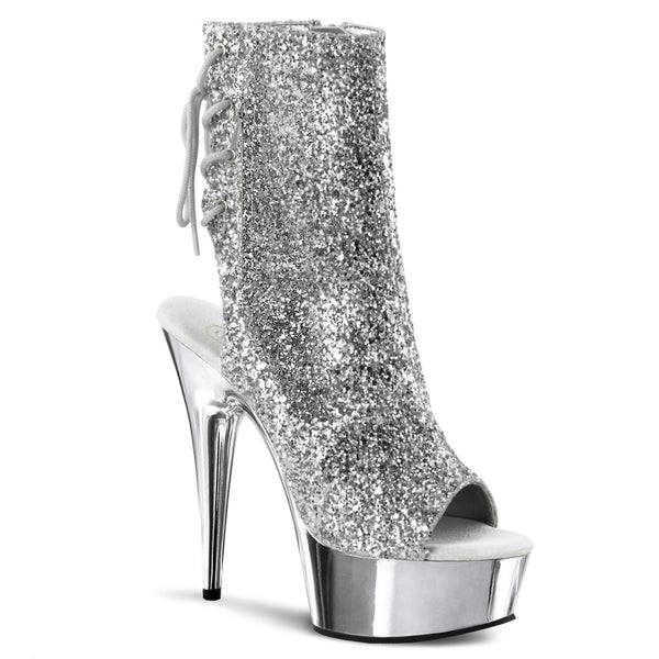 Peep Toe Lace Platform Stiletto Glitter Ankle Boot High Heels Shoes Pleaser Pleaser DELIGHT/1018G