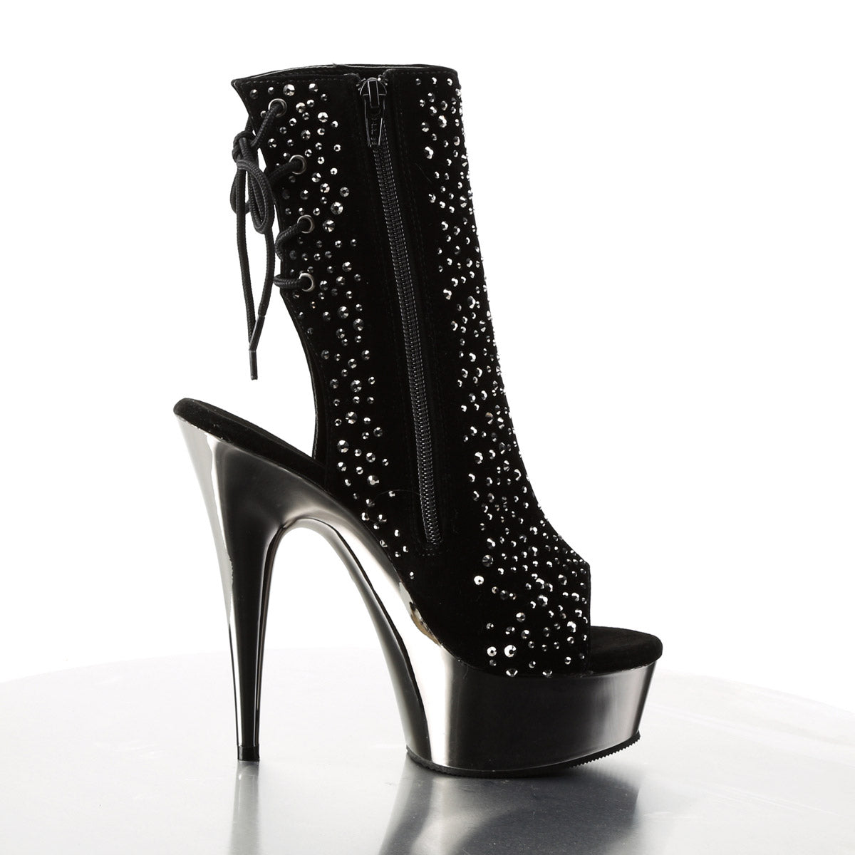 Sexy Rhinestone Ankle Bootie Lace Platform Stiletto High Heels Shoes Pleaser Pleaser DELIGHT/1018RS