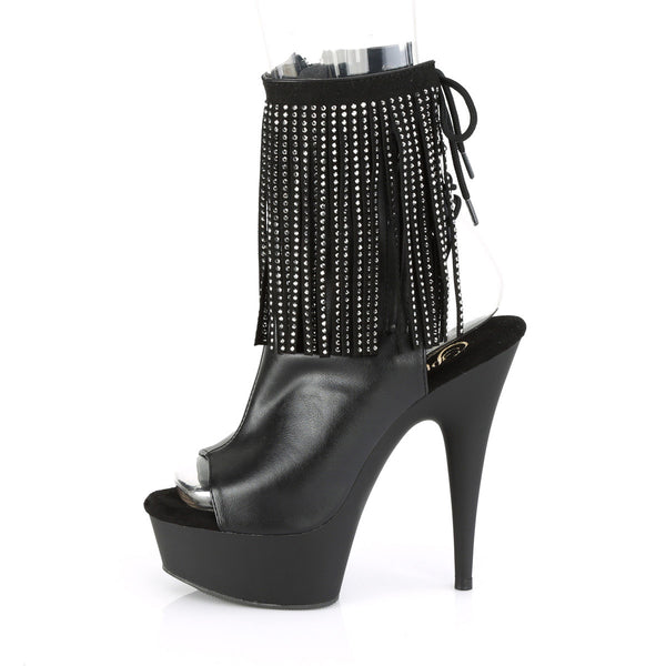 6" Heel, 1 3/4" Pf Open Toe Rs Fringe Ankle Boot, Side Zip Pleaser Pleaser DELIGHT/1018RSF