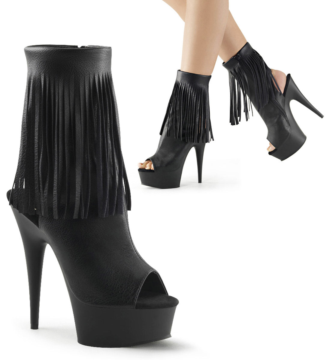 Sexy Fringe Ankle Bootie Peep Toe Platform Stiletto High Heels Shoes Pleaser  DELIGHT/1019