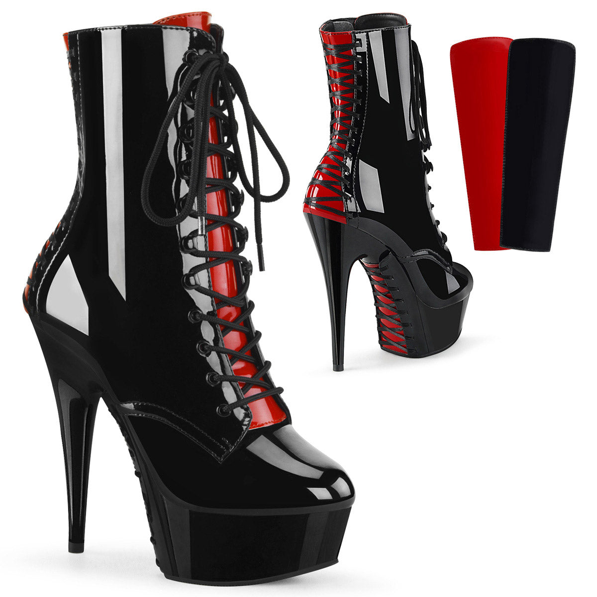 6" Heel, 1 3/4" PF Two Tone Lace-up Ankle Boot, Side Zip Pleaser Pleaser DELIGHT/1020FH Main image