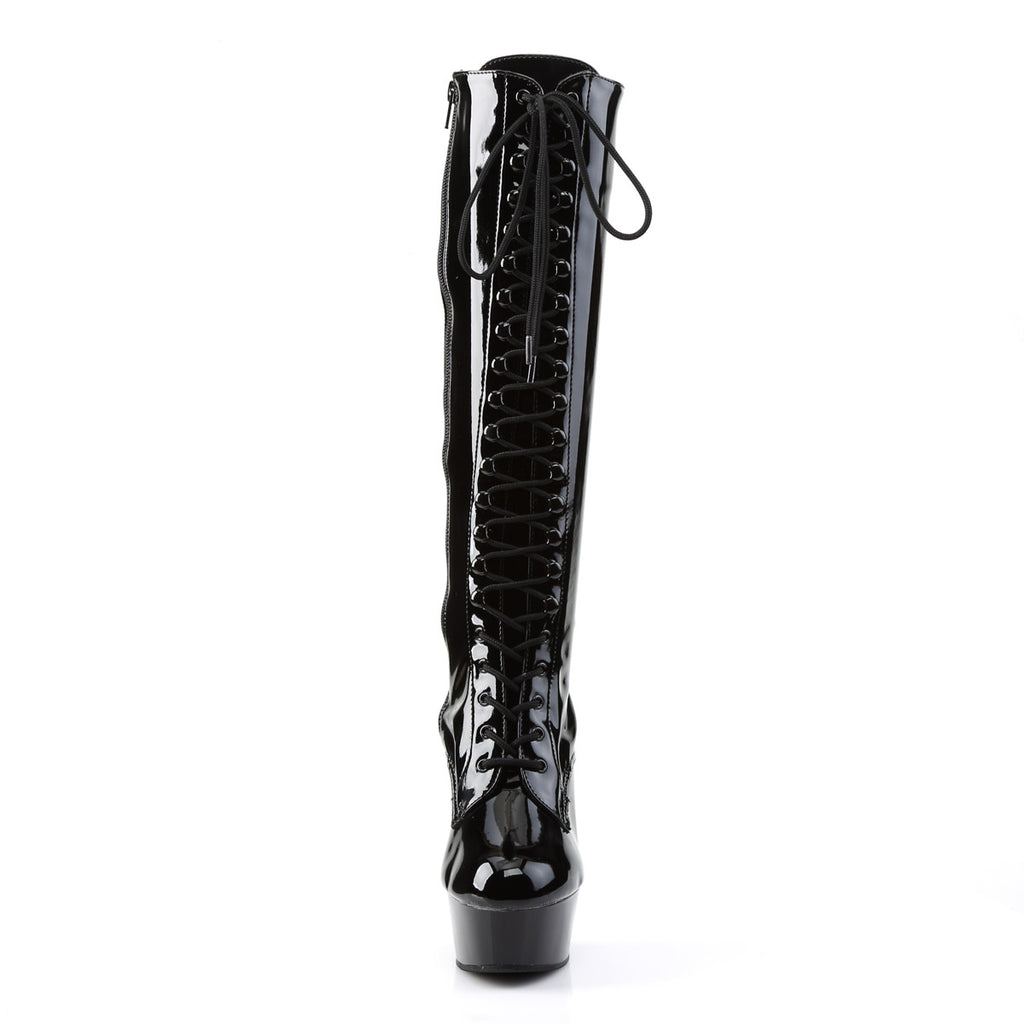Sexy Full Lace Up Stretch Knee High Platform Stiletto Boots Shoes Pleaser Pleaser DELIGHT/2023