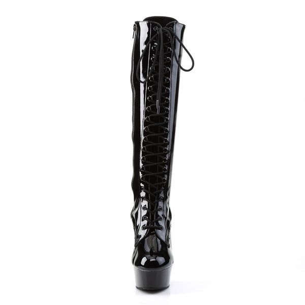 Sexy Full Lace Up Stretch Knee High Platform Stiletto Boots Shoes Pleaser Pleaser DELIGHT/2023