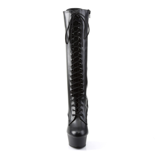 Sexy Full Lace Up Stretch Knee High Platform Stiletto Boots Shoes Pleaser Pleaser DELIGHT/2023