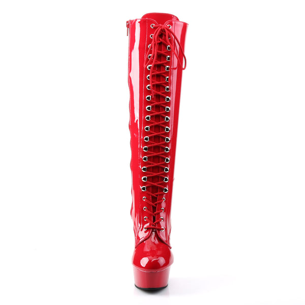 Sexy Full Lace Up Stretch Knee High Platform Stiletto Boots Shoes Pleaser Pleaser DELIGHT/2023