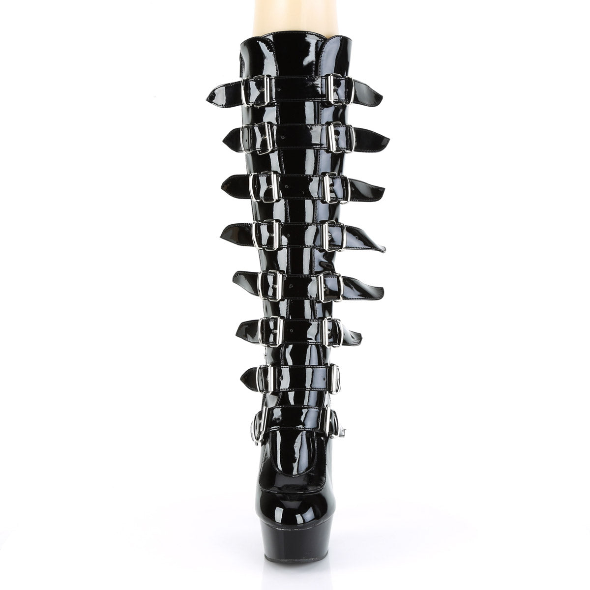 Pleaser Multi Buckled Knee High Platform Stiletto Boots for Women Secondary image