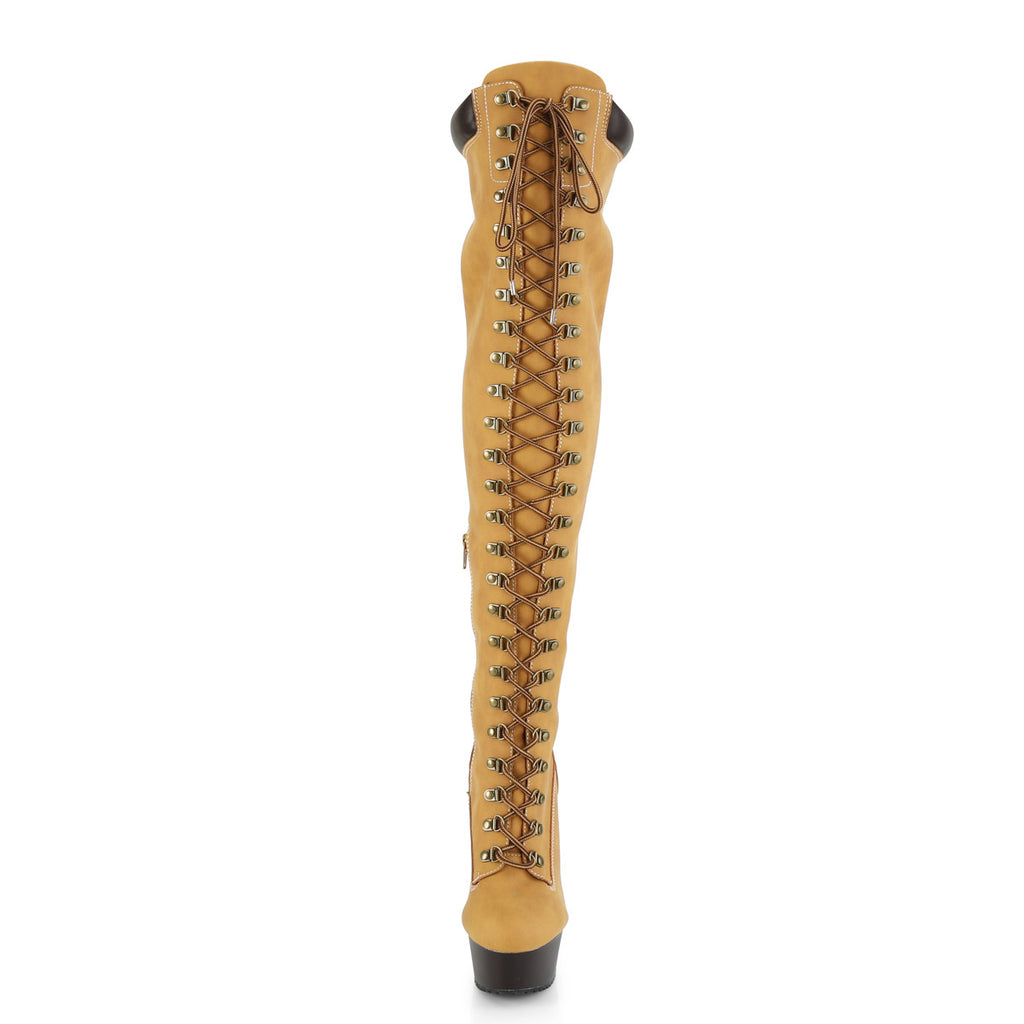 6" Heel, 1 3/4" PF Lace-Up Front Thigh High Boot, Side Zip Pleaser Pleaser DELIGHT/3000TL
