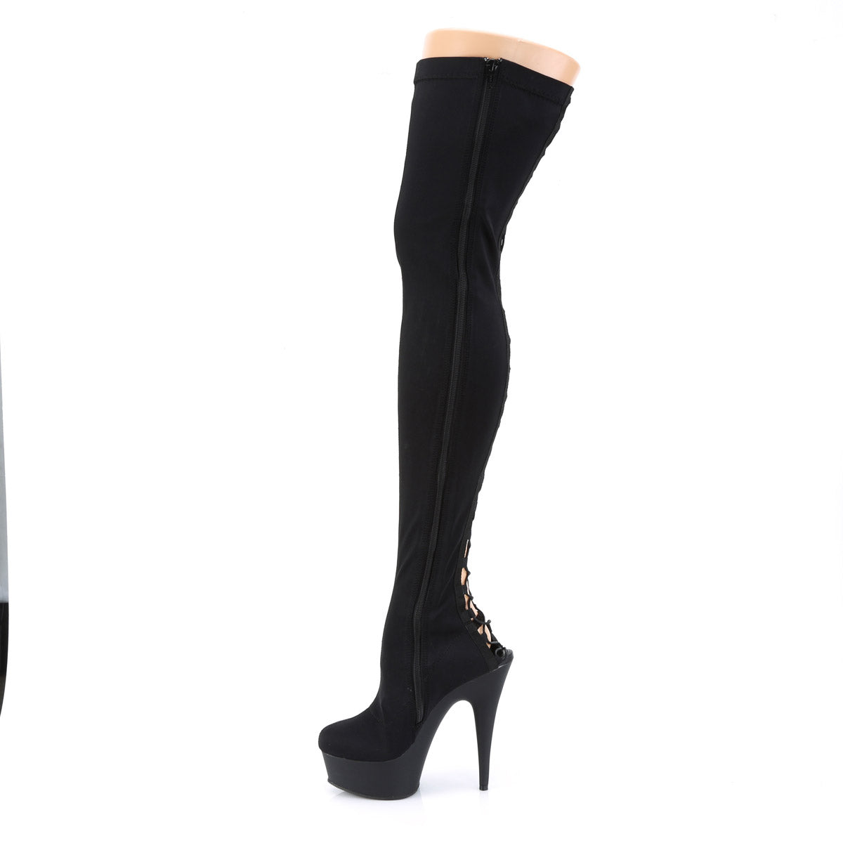 Pleaser Delight-3003 Stretch Back Lace-Up Thigh High Platform Heel Boots for Women Secondary image