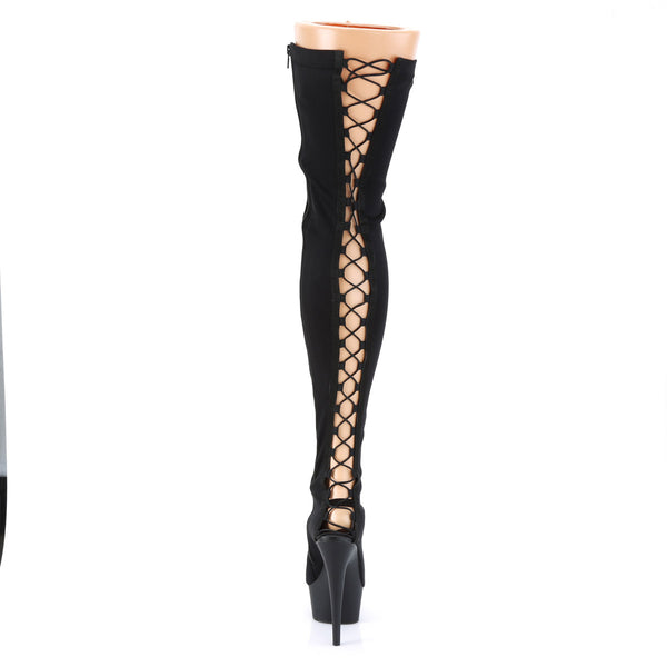 6" Heel, 1 3/4" PF Back Lace-Up Thigh Boot, Side Zip Pleaser Pleaser DELIGHT/3003
