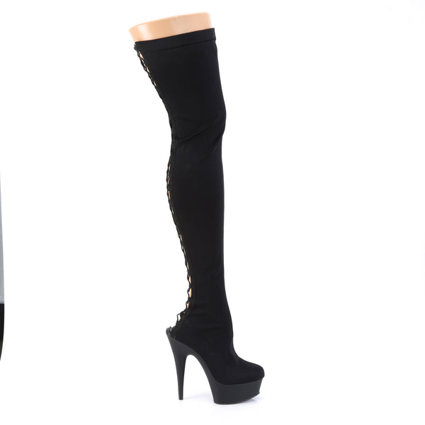 6" Heel, 1 3/4" PF Back Lace-Up Thigh Boot, Side Zip Pleaser Pleaser DELIGHT/3003