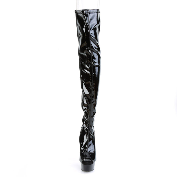 6" Heel, 1 3/4" PF Peep Toe Thigh High Boot, Side Zip Pleaser Pleaser DELIGHT/3011