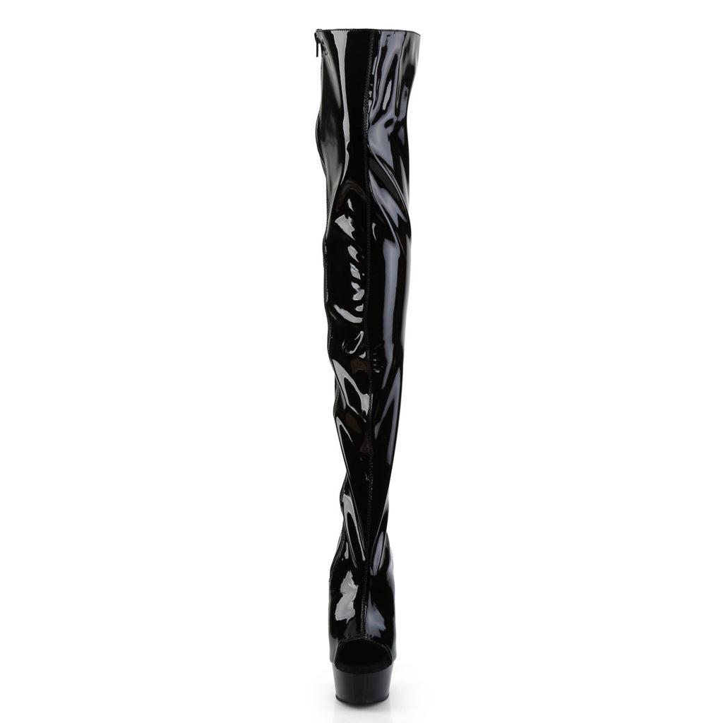 6" Heel,1 3/4" Pf Open Heel/Toe Lace Up Back Thigh High Boot Pleaser Pleaser DELIGHT/3017