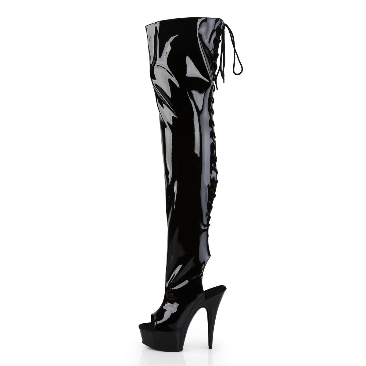 6" Heel,1 3/4" Pf Open Heel/Toe Lace Up Back Thigh High Boot Pleaser Pleaser DELIGHT/3017