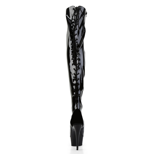 6" Heel,1 3/4" Pf Open Heel/Toe Lace Up Back Thigh High Boot Pleaser Pleaser DELIGHT/3017