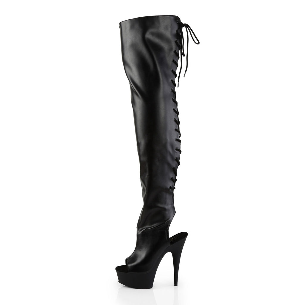 6" Heel,1 3/4" Pf Open Heel/Toe Lace Up Back Thigh High Boot Pleaser Pleaser DELIGHT/3017