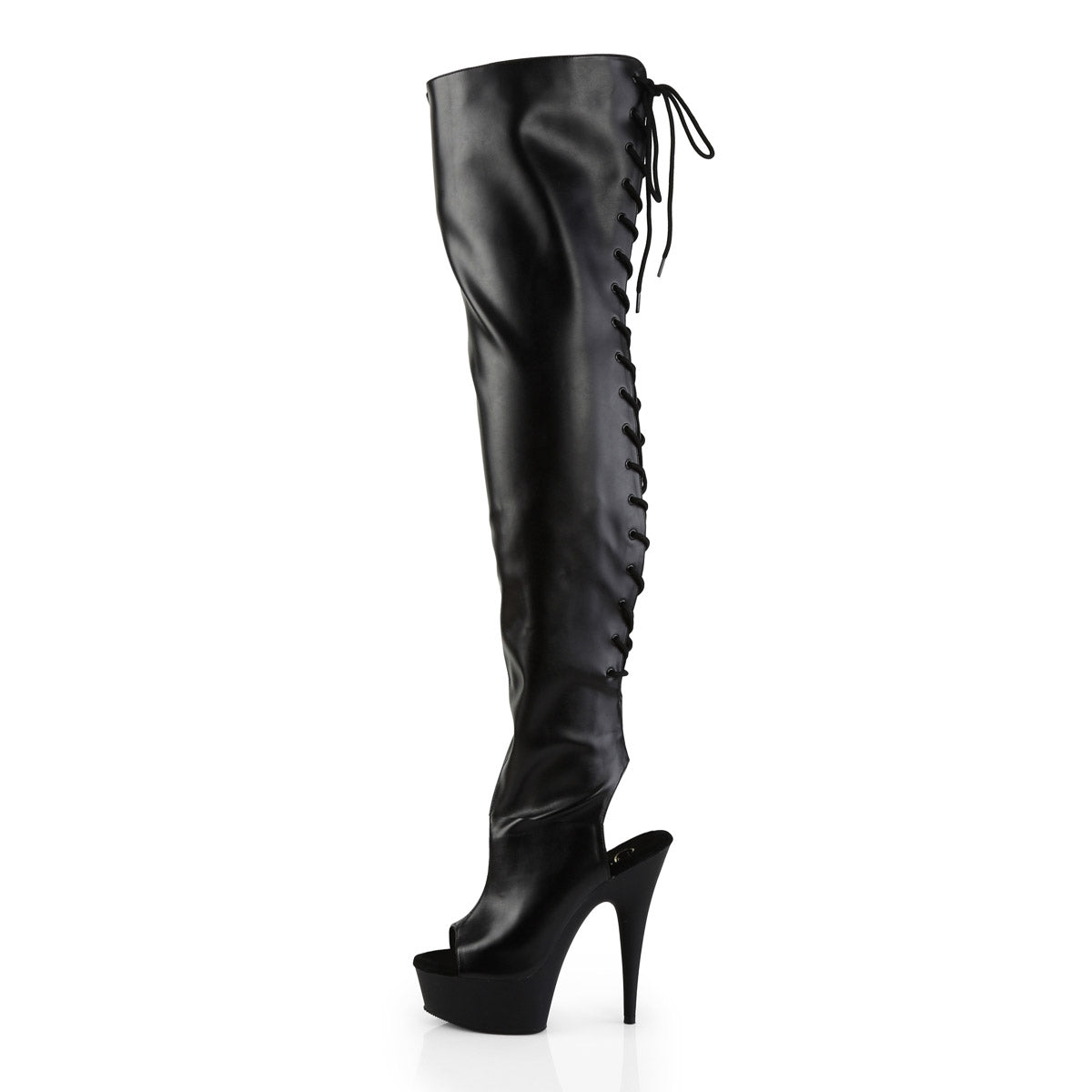 6" Heel,1 3/4" Pf Open Heel/Toe Lace Up Back Thigh High Boot Pleaser Pleaser DELIGHT/3017