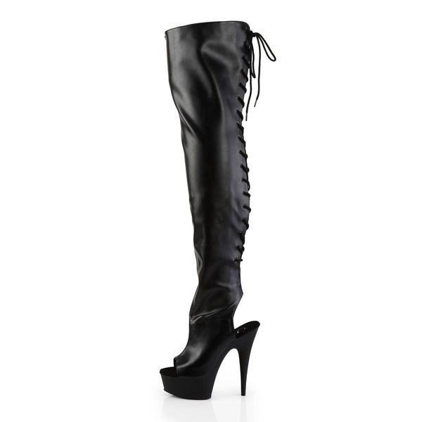 6" Heel,1 3/4" Pf Open Heel/Toe Lace Up Back Thigh High Boot Pleaser Pleaser DELIGHT/3017
