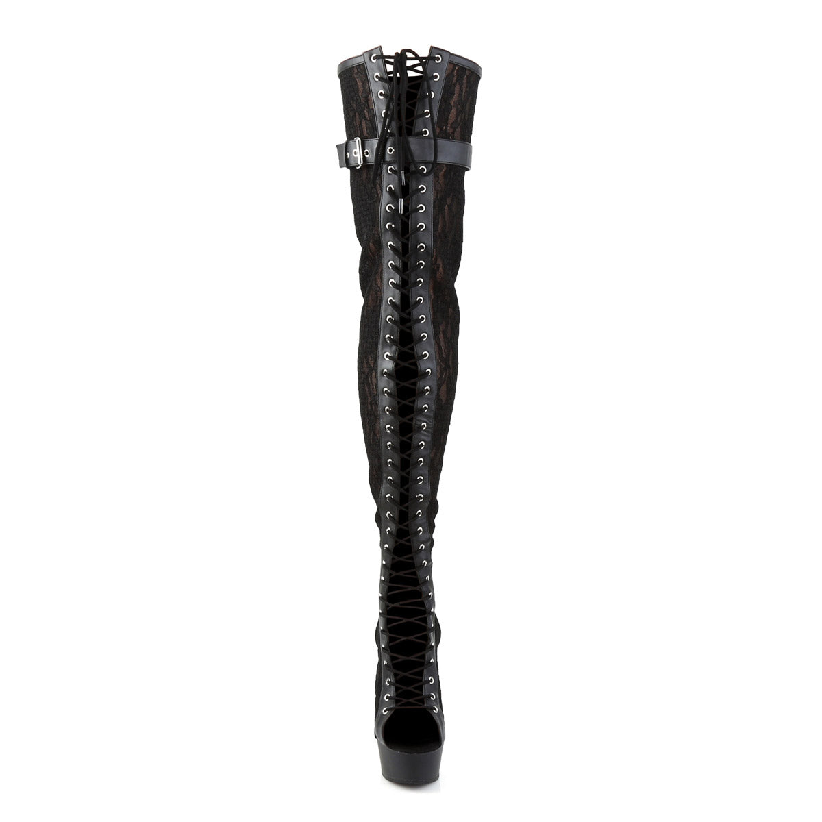 Sexy Lace Up Thigh Mesh Platform Stiletto High Heel Boots Shoes Pleaser Pleaser DELIGHT/3025ML