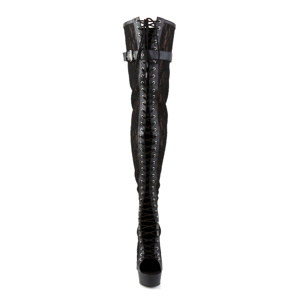 Sexy Lace Up Thigh Mesh Platform Stiletto High Heel Boots Shoes Pleaser Pleaser DELIGHT/3025ML