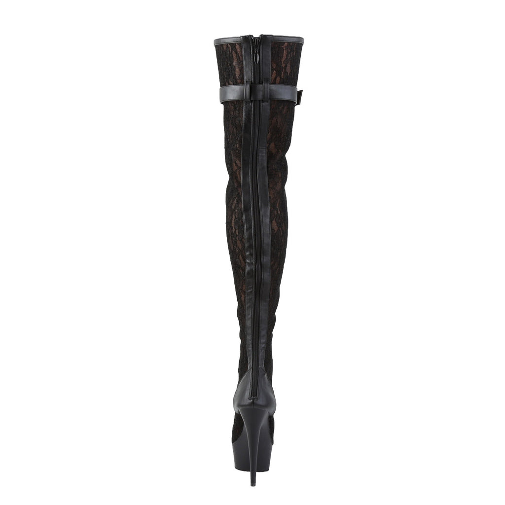 Sexy Lace Up Thigh Mesh Platform Stiletto High Heel Boots Shoes Pleaser Pleaser DELIGHT/3025ML