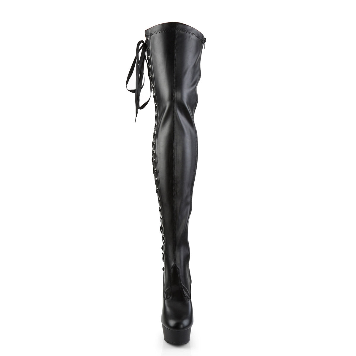 6" Heel, 1 3/4" Pf Thigh Boot W/side Ribbon Lace,side Zip Pleaser Pleaser DELIGHT/3050