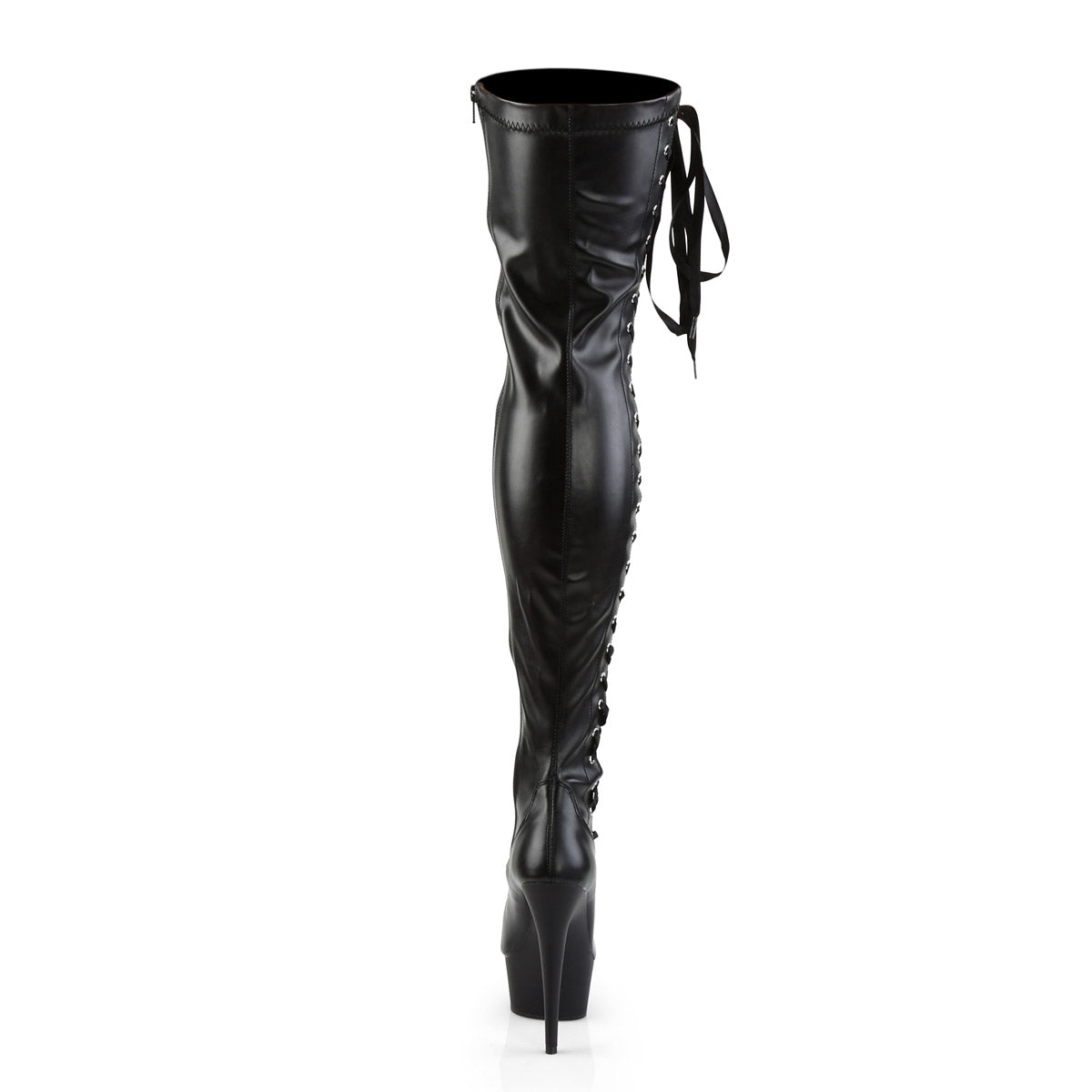 6" Heel, 1 3/4" Pf Thigh Boot W/side Ribbon Lace,side Zip Pleaser Pleaser DELIGHT/3050