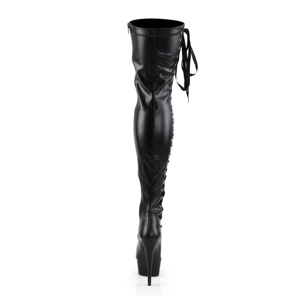 6" Heel, 1 3/4" Pf Thigh Boot W/side Ribbon Lace,side Zip Pleaser Pleaser DELIGHT/3050