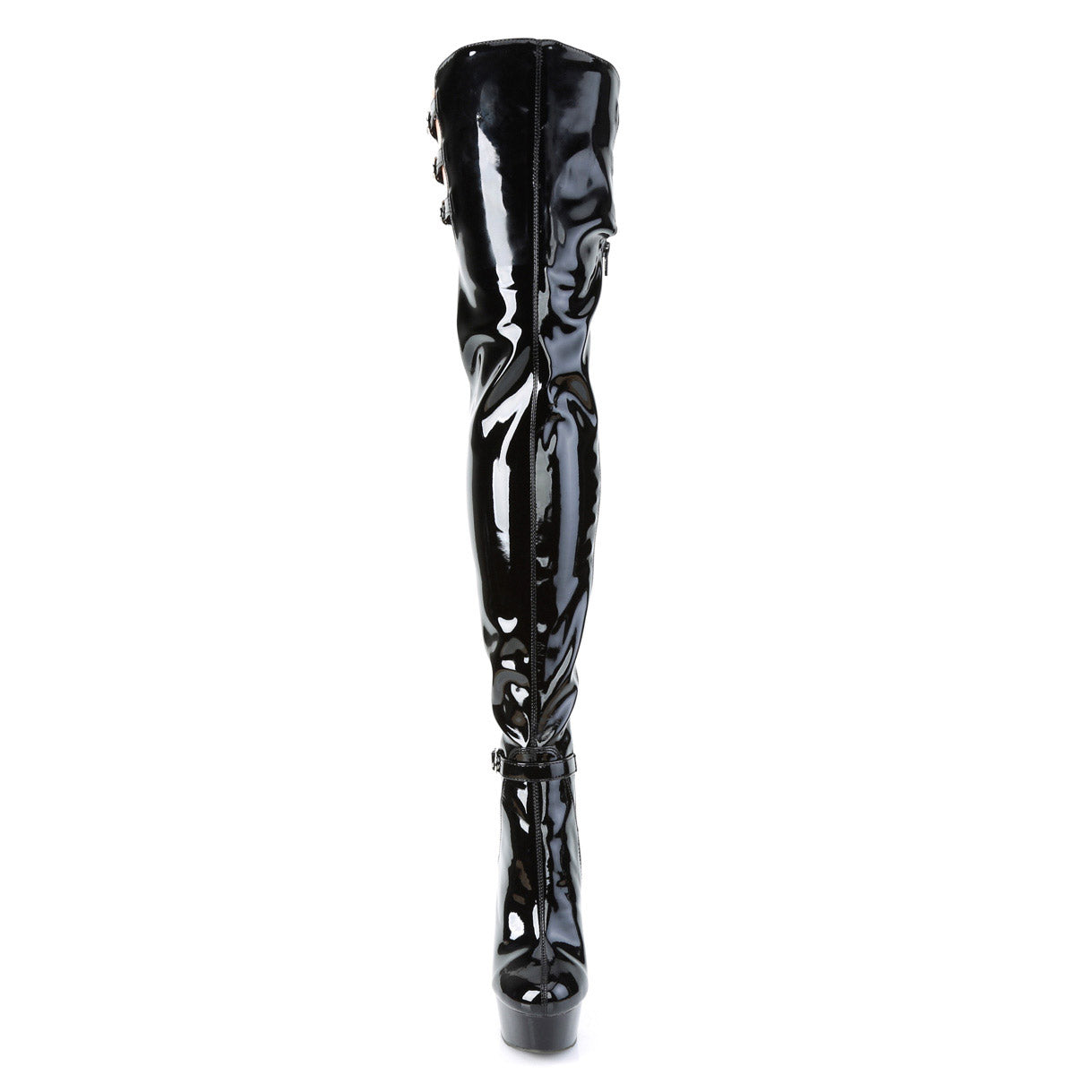 Pleaser Delight-3055 6-inch Heel 1 3/4-inch Platform Multiple Buckle Thigh High Boots for Women Secondary image