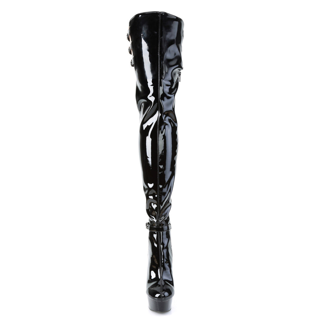 6" Heel, 1 3/4" Pf Multiple Buckle Thigh Boot, Side Zip Pleaser Pleaser DELIGHT/3055