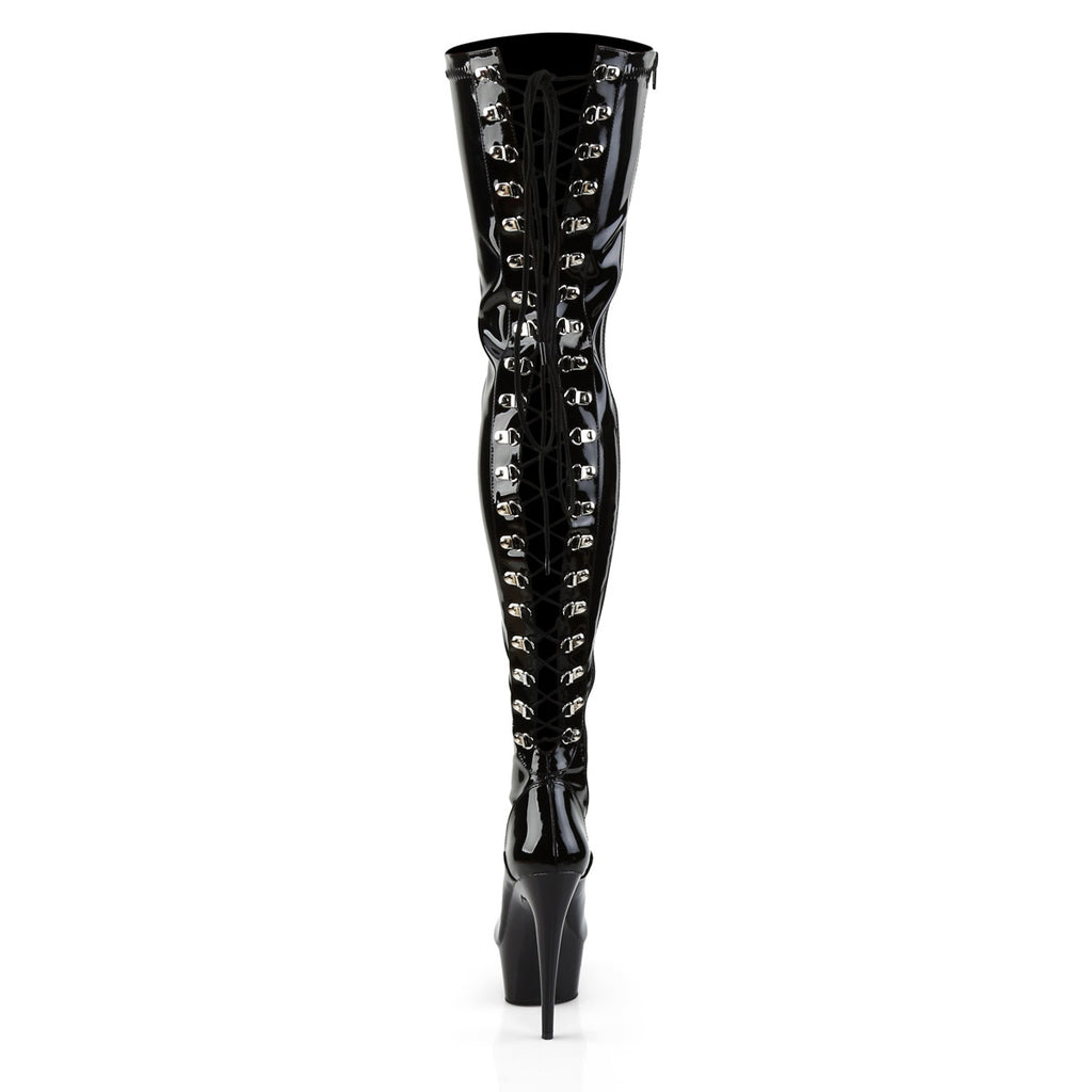 Sexy Back Lace Up Thigh High Platform Stiletto Heel Boots Shoes Pleaser Pleaser DELIGHT/3063
