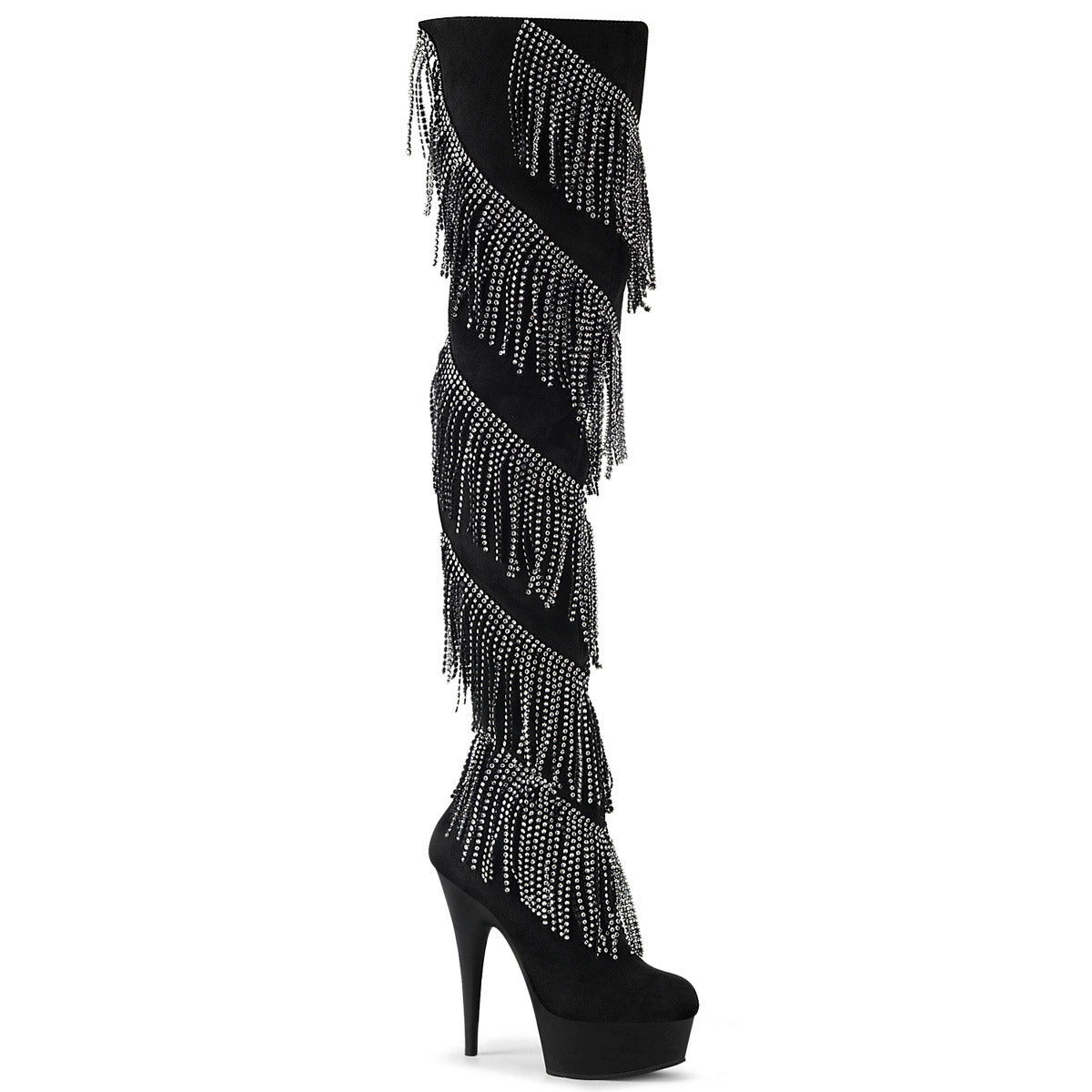 6" Heel, 1" PF Thigh Boot w/RS Fringe, Inside Zip Pleaser Pleaser DELIGHT/3065 Main image