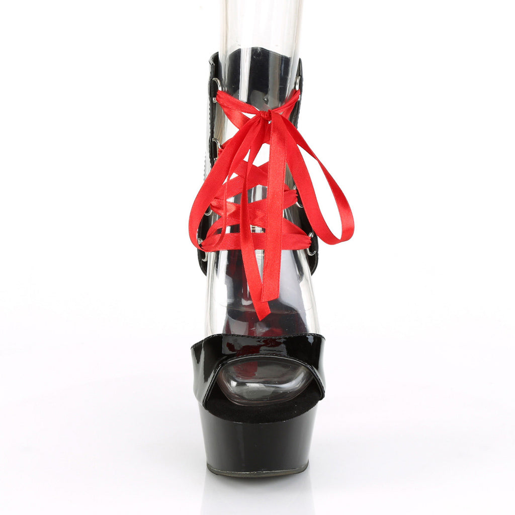 6" Heel, 1 3/4" PF Front Lace-up Sandal w/ Corset Lacing Pleaser Pleaser DELIGHT/600/14FH