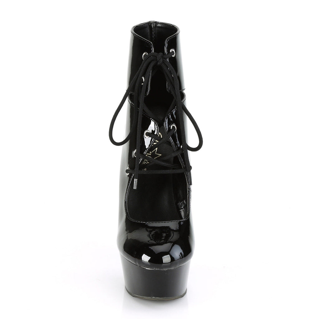 6" Heel, 1 3/4" Pf Lace-up Front Ankle Bootie Pleaser Pleaser DEL600/22/B/M