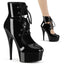 6" Heel, 1 3/4" Pf Lace-up Front Ankle Bootie Pleaser Pleaser DEL600/22/B/M