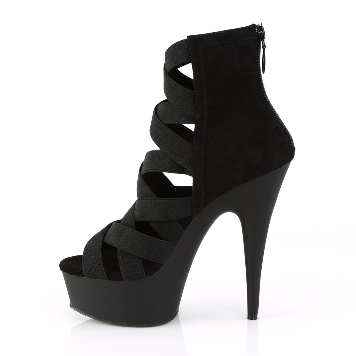 Pleaser 6" Heel Criss Cross Elastic Strap Cage Open Toe Platform Bootie Sandals Secondary image