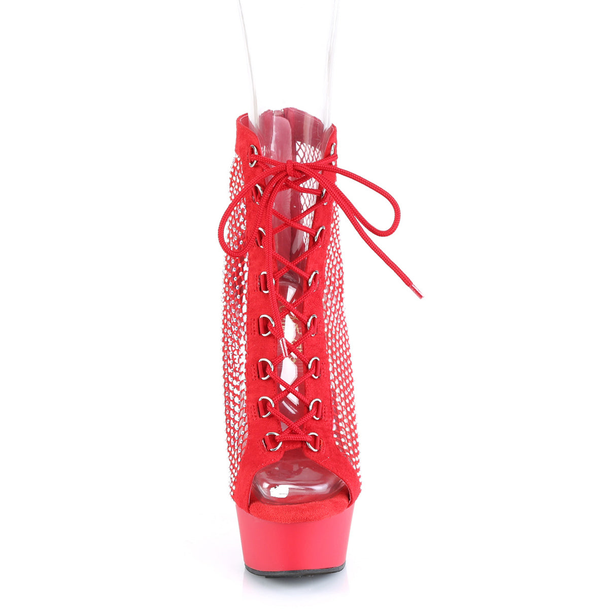 Pleaser 6" Heel, 1 3/4" Pf Lace-Up Peep Toe Ankle Boot, Back Zip DEL600-33RM/RFS-RS/M Secondary image