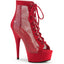 6" Heel, 1 3/4" Pf Lace-Up Peep Toe Ankle Boot, Back Zip Pleaser  DEL600-33RM/RFS-RS/M