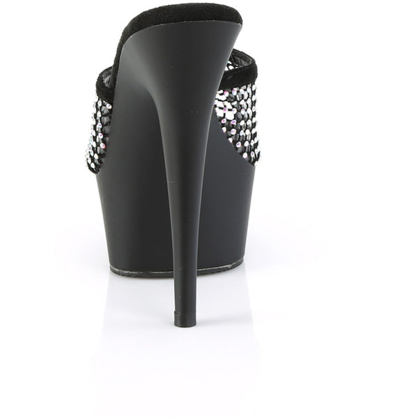 6" Heel, 1 3/4" Pf Rhinestone Mesh Slide Pleaser  DEL601-6RM/BFS-RS/M