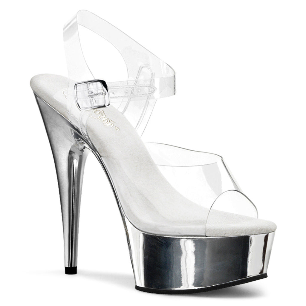 Clear Upper Sandals Platform Stiletto Ankle Strap High Heels Shoes Pleaser  DELIGHT/608