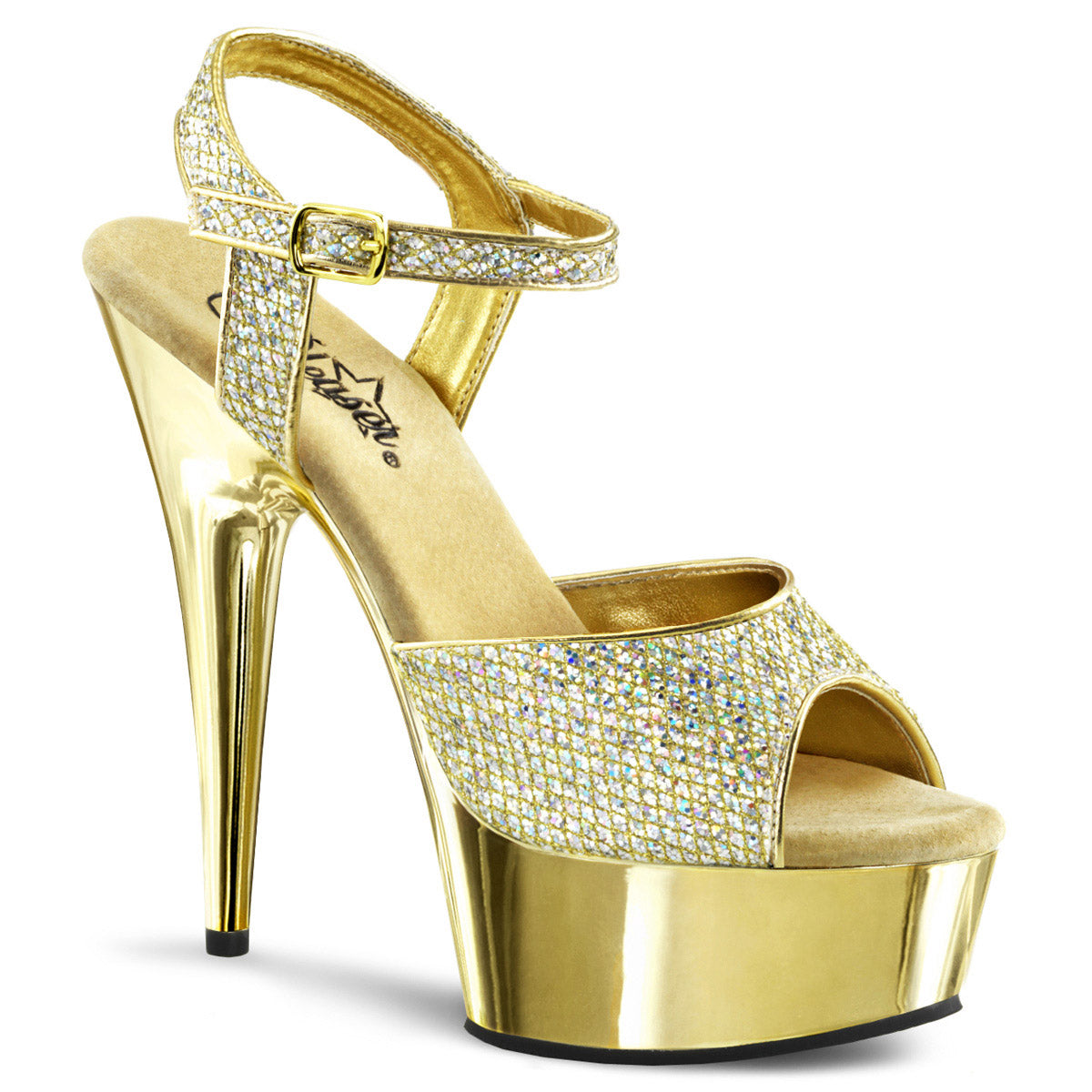 Chrome Platform Stiletto Jeweled Ankle Strap Sandal High Heels Shoes Pleaser Pleaser DELIGHT/609G Main image