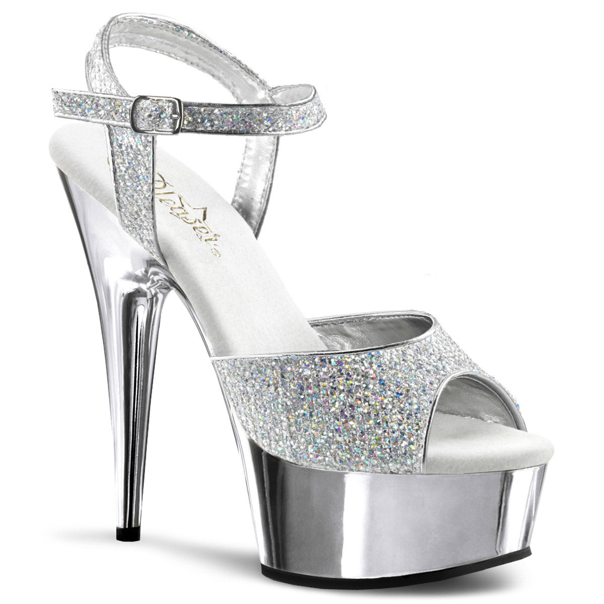 Chrome Platform Stiletto Jeweled Ankle Strap Sandal High Heels Shoes Pleaser Pleaser DELIGHT/609G Main image