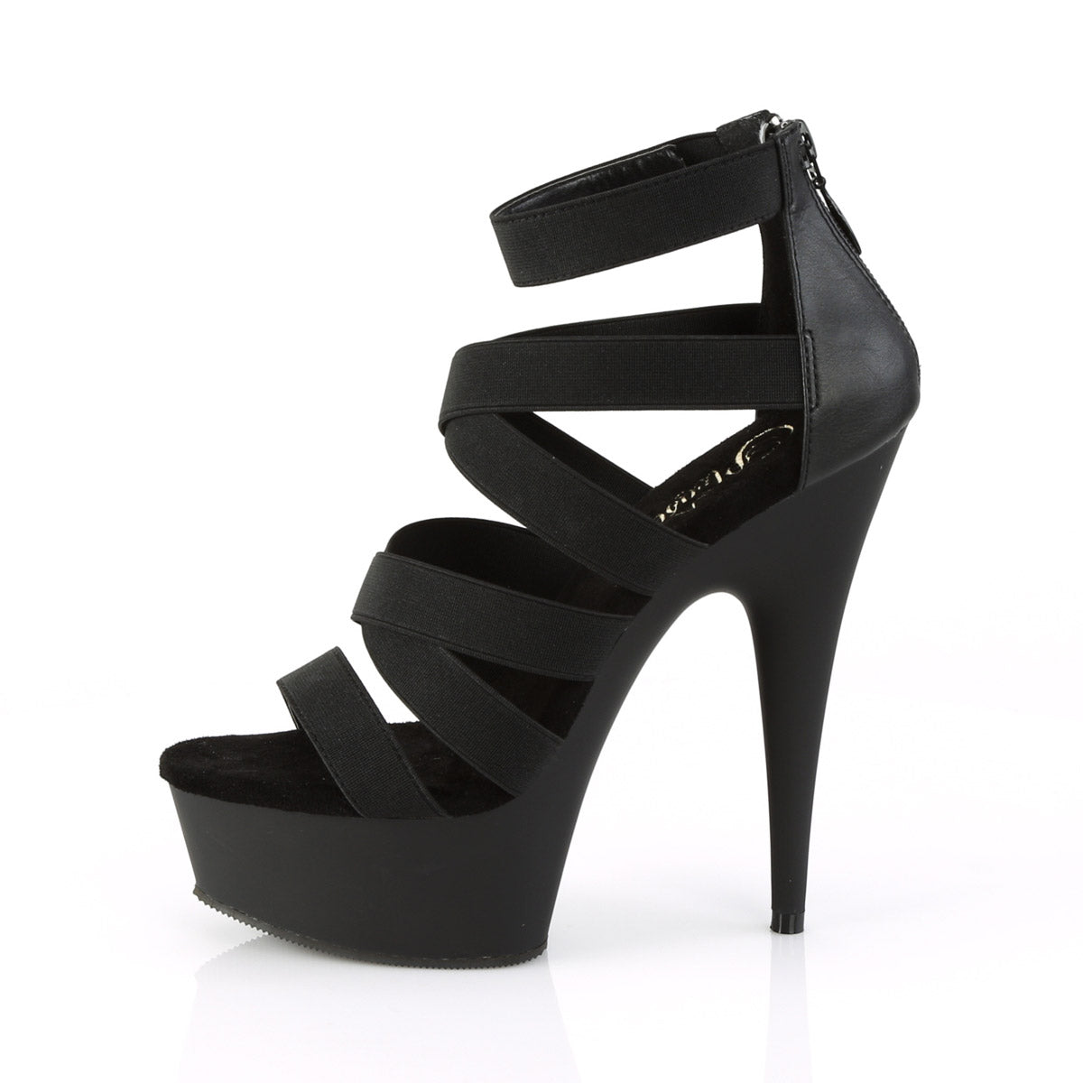 6" Heel, 1 3/4" PF Double Criss Cross Sandal, Back Zip Pleaser Pleaser DELIGHT/659
